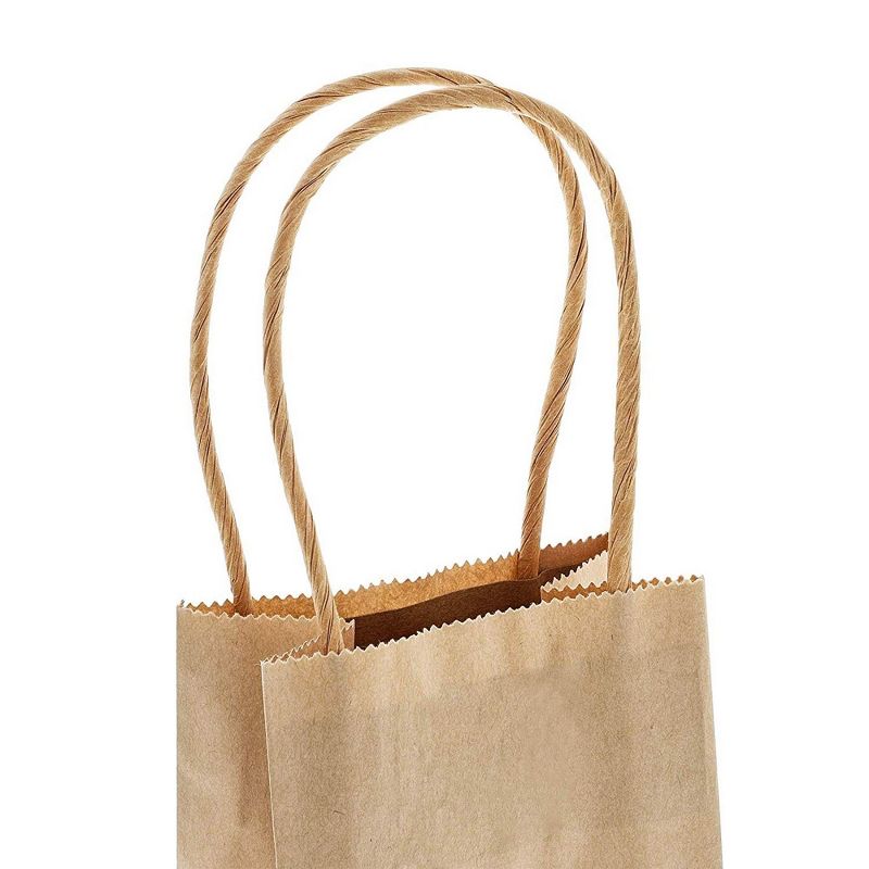 Small Kraft Paper Gift Bags with Handles (Brown, 6.25 x 3.5 Inches, 50 Count)