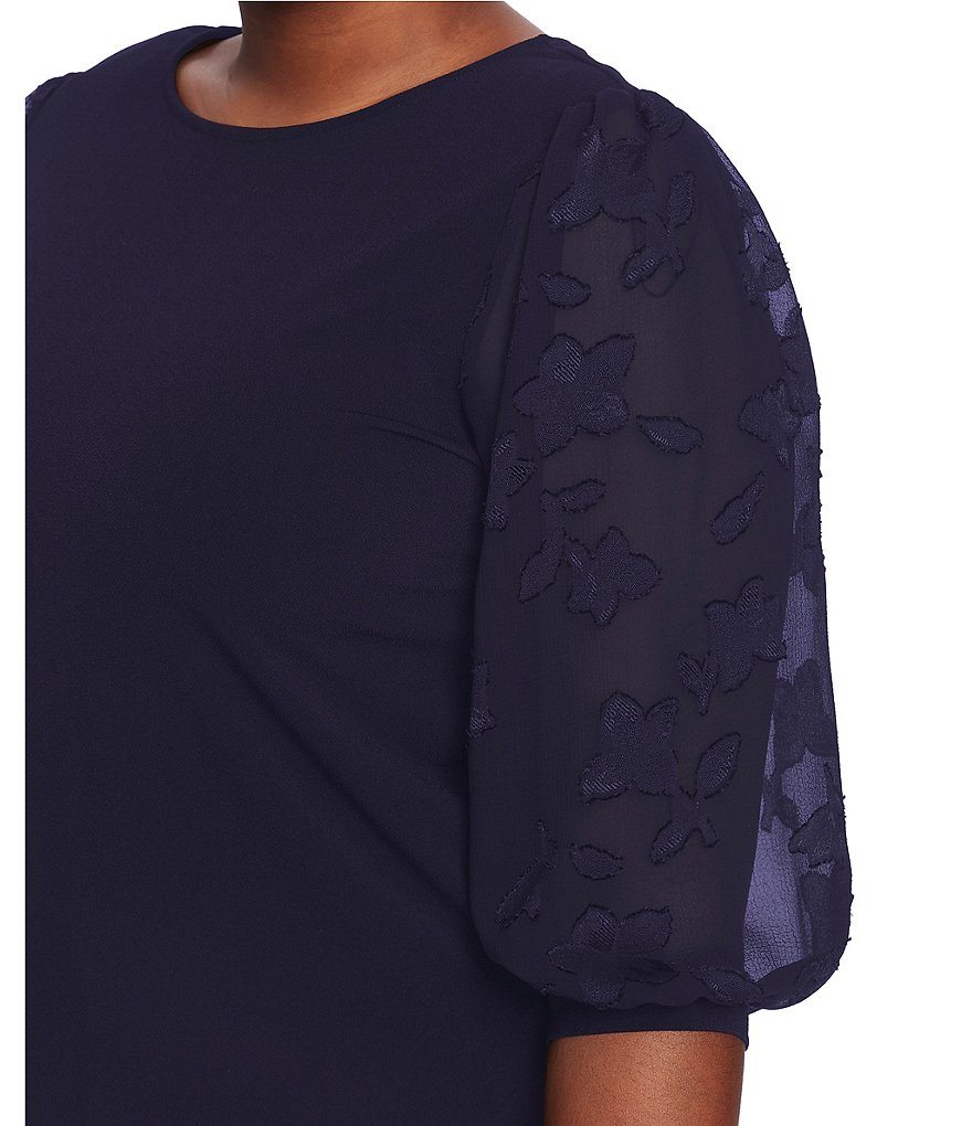 CeCe Plus Size Jewel Neck Lace 3/4 Sleeve Blouse