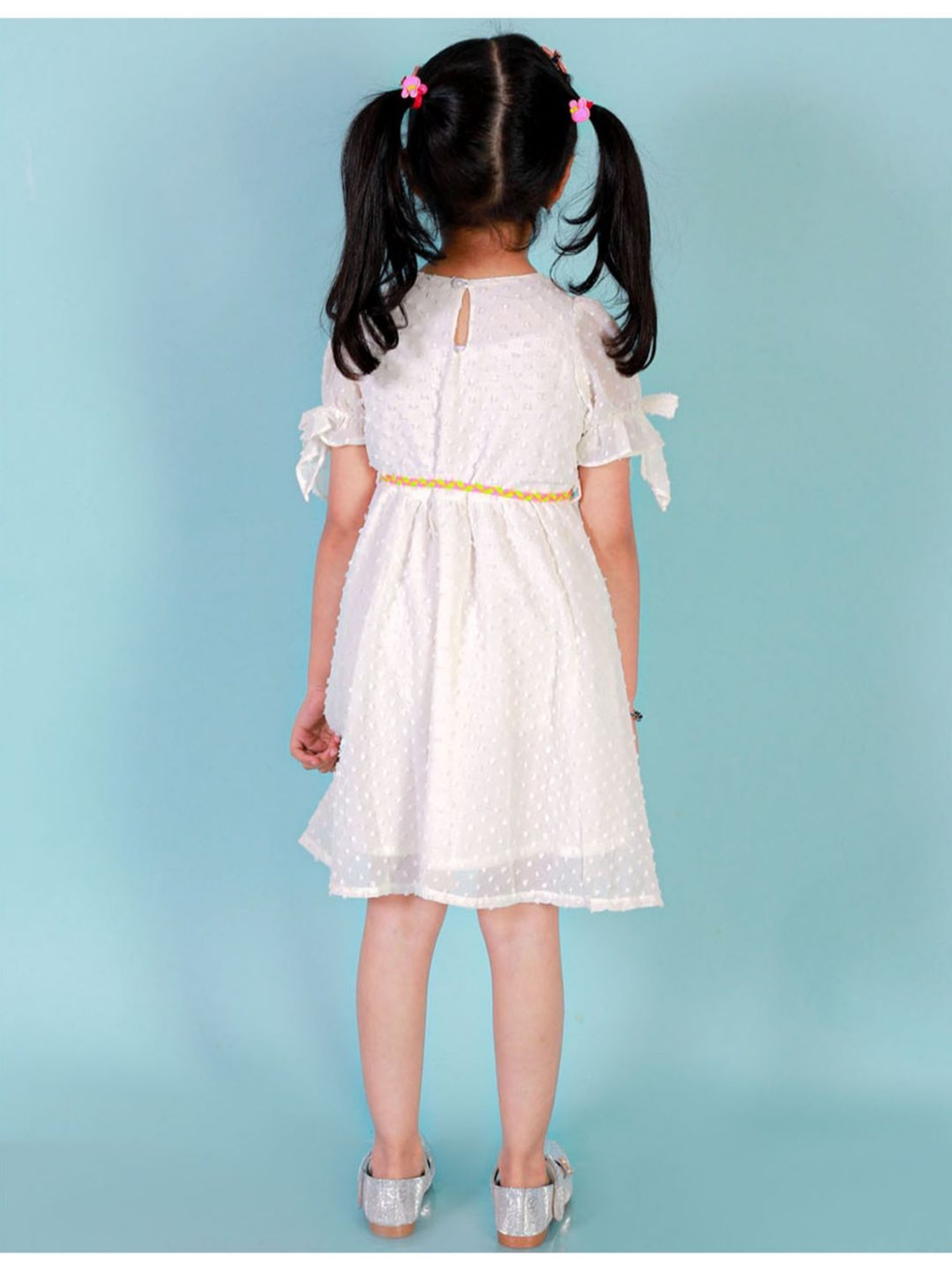 Lil Drama Kids White Solid Dress