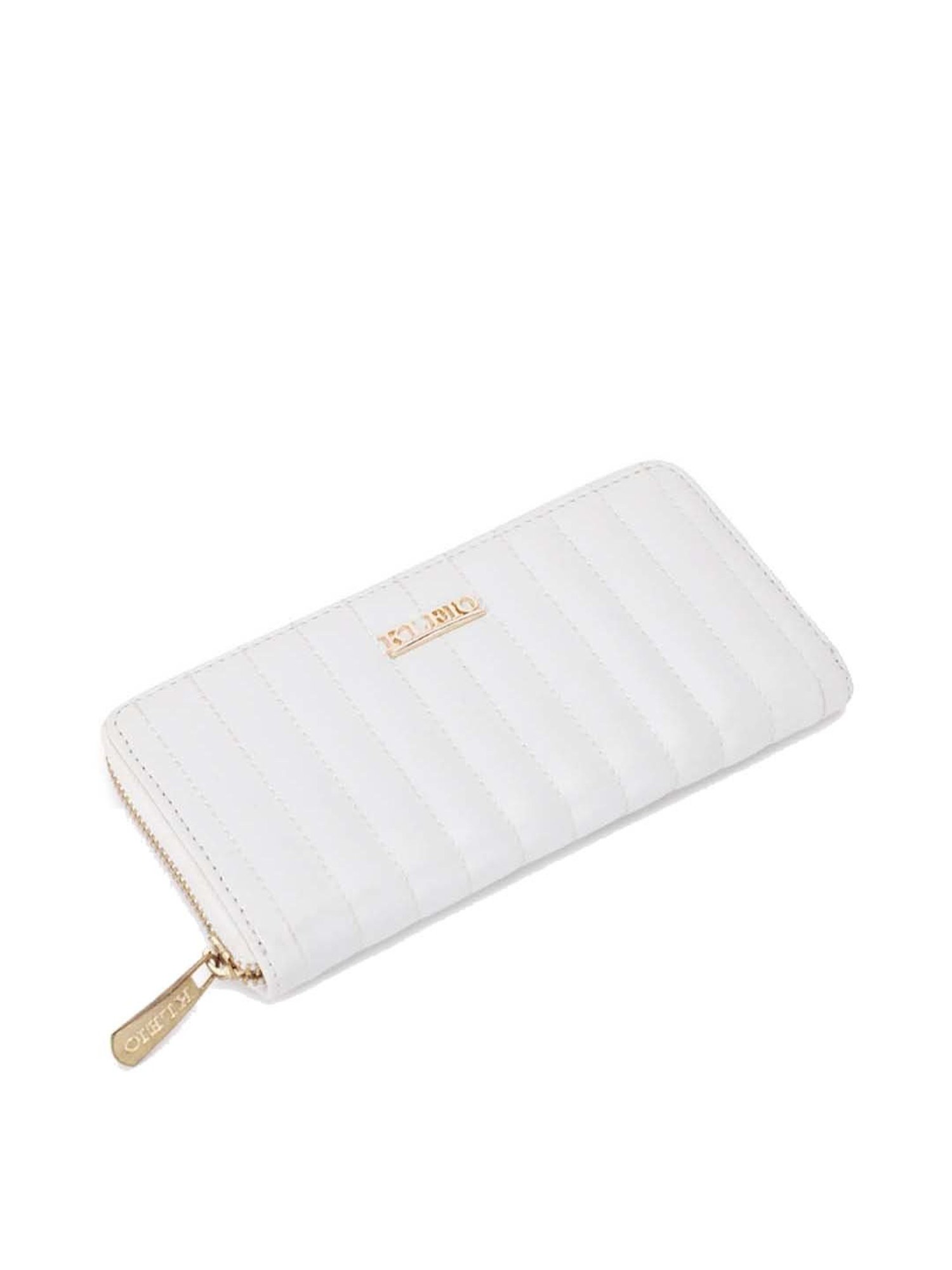 KLEIO White Quilted Zip Around Wallet for Women