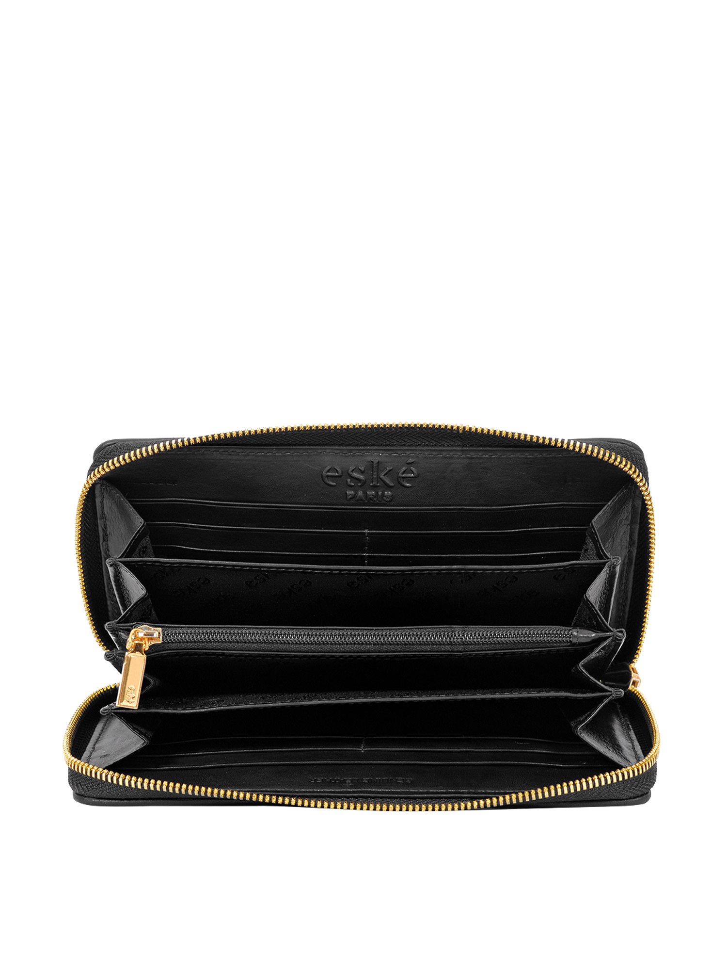 Eske Black Quilted Zip Around Wallet for Women