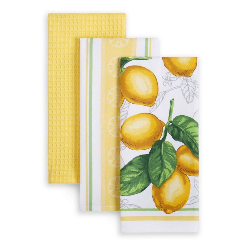 Martha Stewart 3pk Cotton Lots of Lemons Printed Kitchen Towels