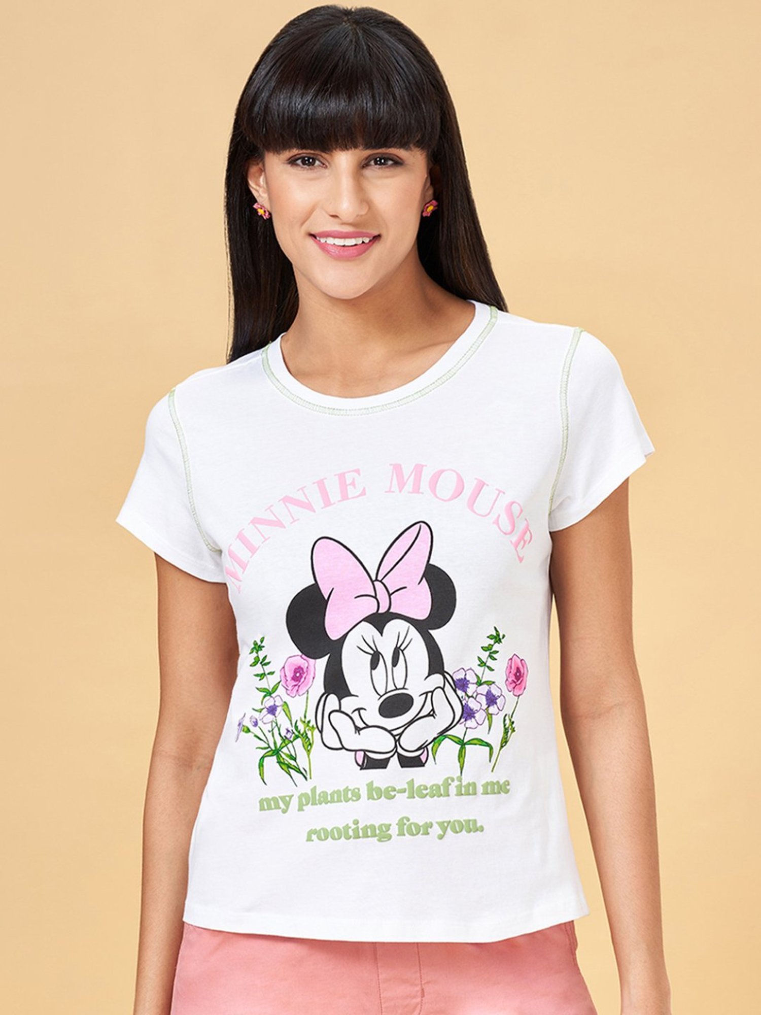Honey by Pantaloons White Cotton Printed T-Shirt