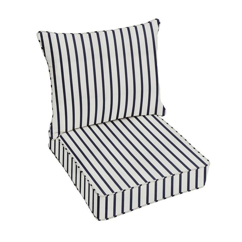 Sunbrella Stripe Outdoor Seat Cushion Blue/White
