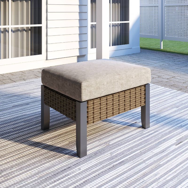 Newbury Premium Grade A Teak Wood Patio Ottoman White - Modway
