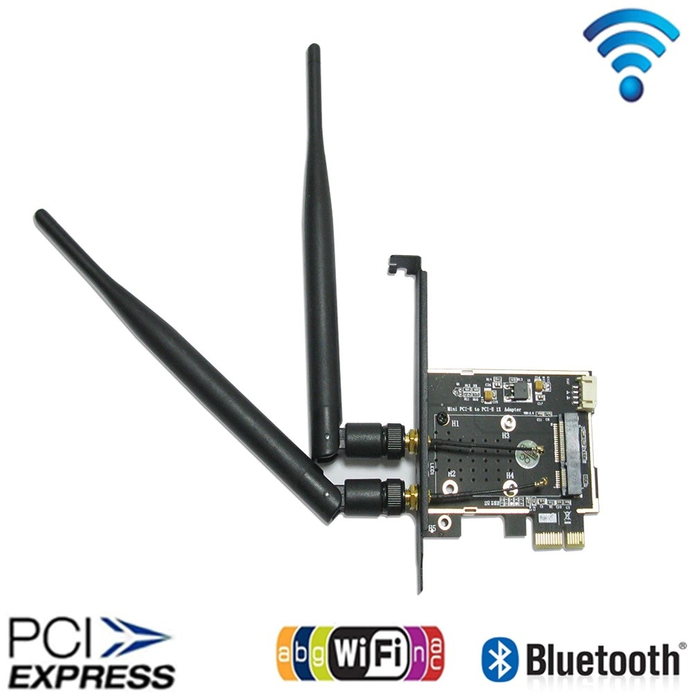 WiFi Ethernet Network Card 802.11a/b/g/n/ac Wireless PCI Express Card Adapter for Desktop Compatible Slot PCI-E X1/X4/X8/X16