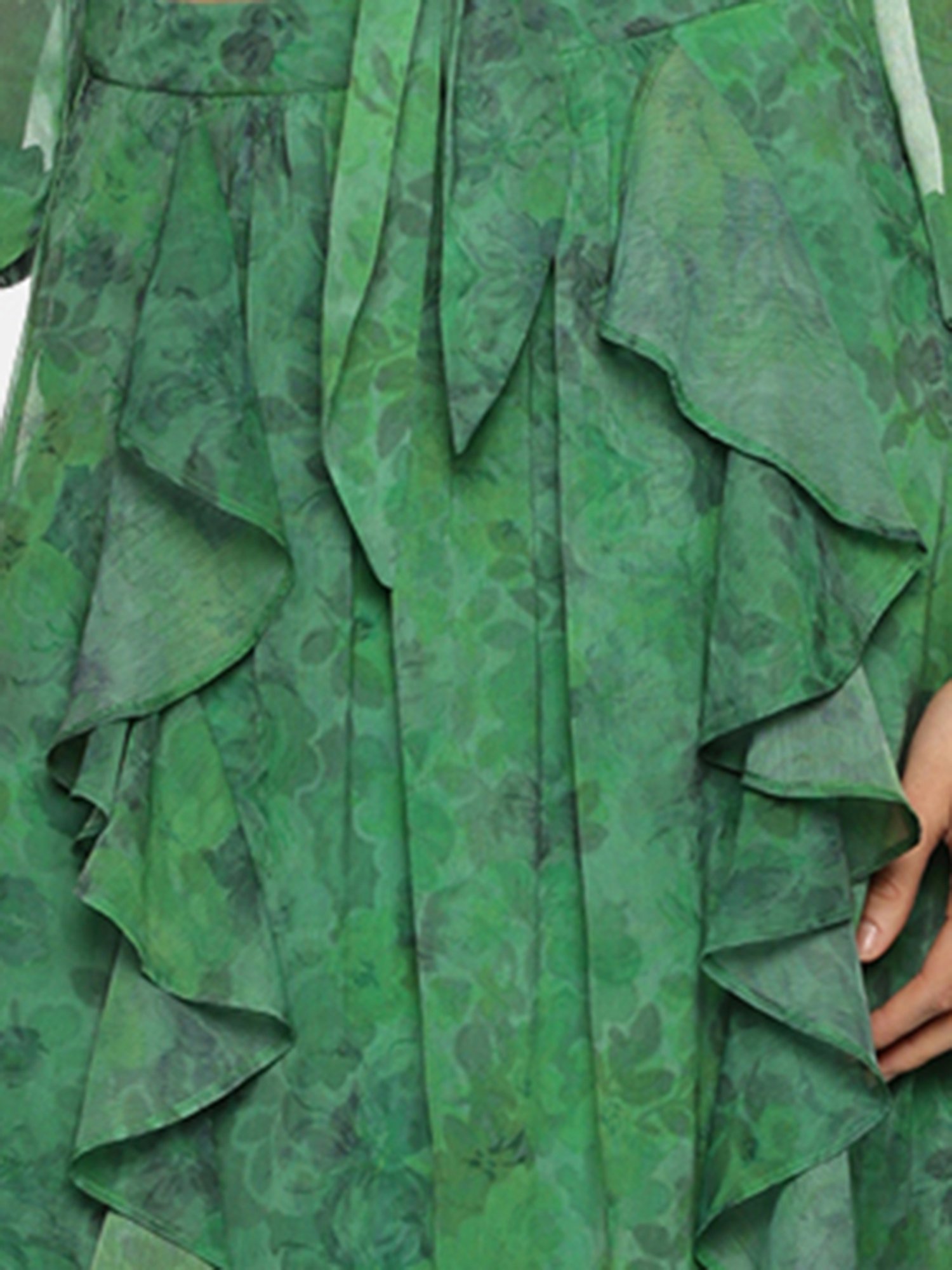 ISU Green Printed A-Line Skirt