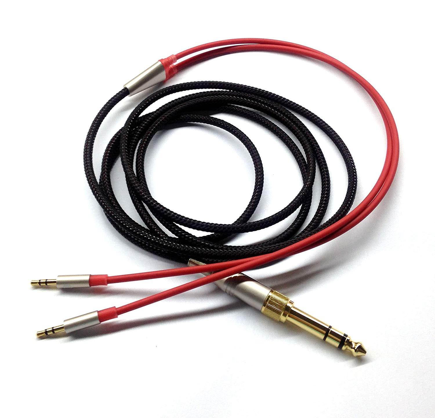NEOMUSICIA Replacement Cable Compatible with Hifiman HE400S, HE-400I, HE-400i(2.5mm Plug Version), HE560, HE-350, HE1000, HE1000 V2 Headphone 3.5mm & 6.35mm to Dual 2.5mm Jack Male Cord Red 1.2m/4ft