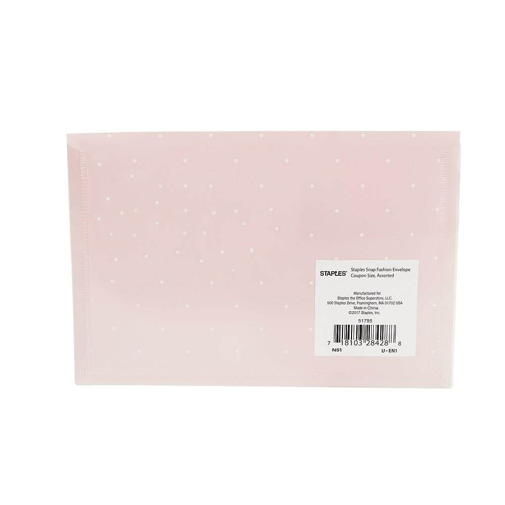 Staples Plastic Envelope with Gold Snap Closure Coupon Size 7.5" x 5" 51795