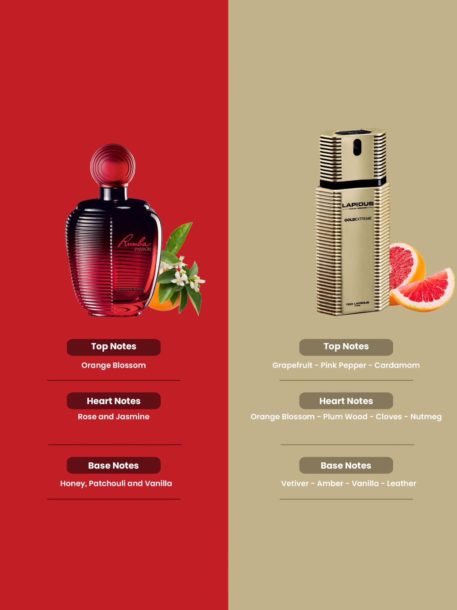 Ted Lapidus Rumba Passion & Pour Homme Gold Extreme Eau de Toilette Combo