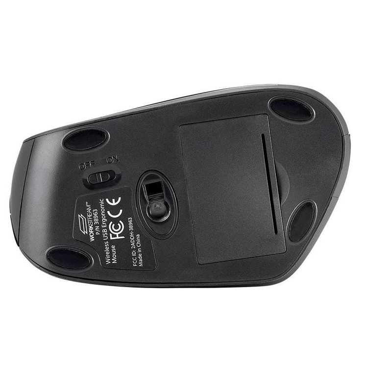 Monoprice Wireless USB Ergonomic Mouse - Semi-vertical, Optical Sensor, 3 Adjustable DPI 800/1200/1600 For Laptop, PC, Macbook - Workstream Collection