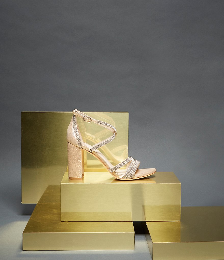 Antonio Melani Garlini Rhinestone Embellished Strappy Block Heel Dress Sandals