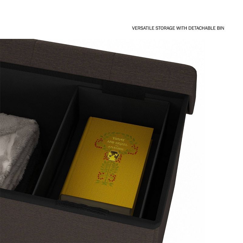 Large Folding Storage Bench Ottoman with Removable Bin Brown - Yorkshire Home