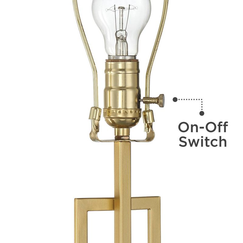 360 Lighting Mid Century Modern Table Lamps Set of 2 Brushed Gold Metal White Rectangular for Living Room Bedroom House Bedside