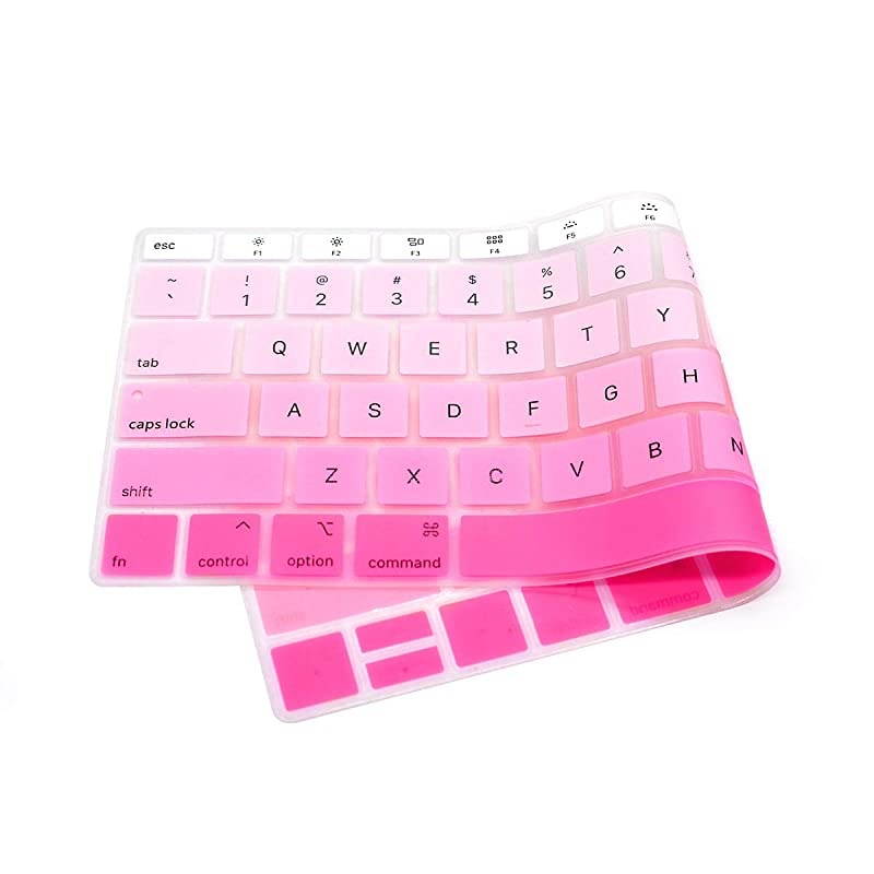 Pink Gradient Keyboard Cover Ultra Thin Silicone Keyboard Skin for 2019 2018 MacBook Air 13Inch A1932 US Version Keyboard Accessories Protector NOT FIT 2020 Air 13Inch Ombre Pink