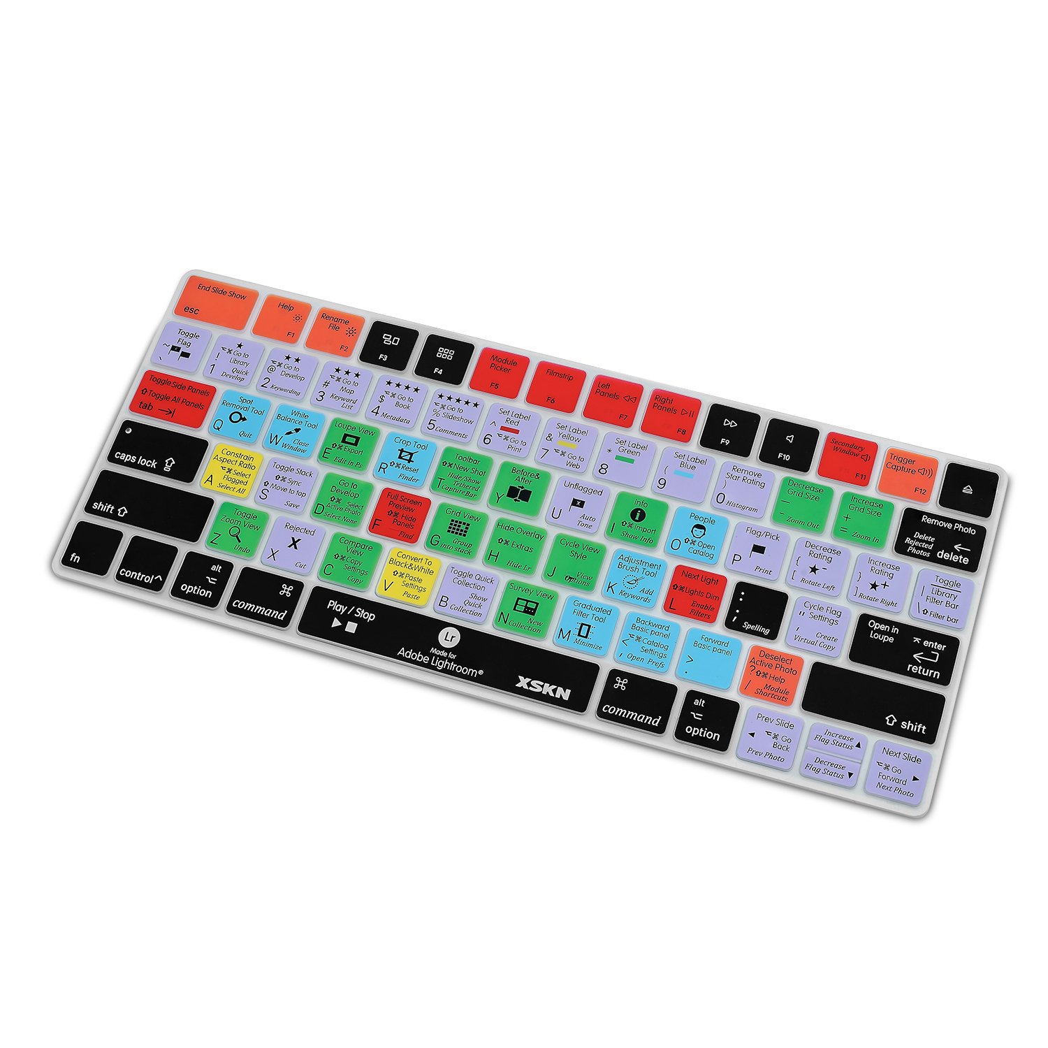 XSKN Magic Keyboard Lightroom Shortcut Keyboard Cover, XSKN Durable LR Hotkeys Silicone Keyboard Skin for Apple Magic Keyboard MLA22LL/A, US version