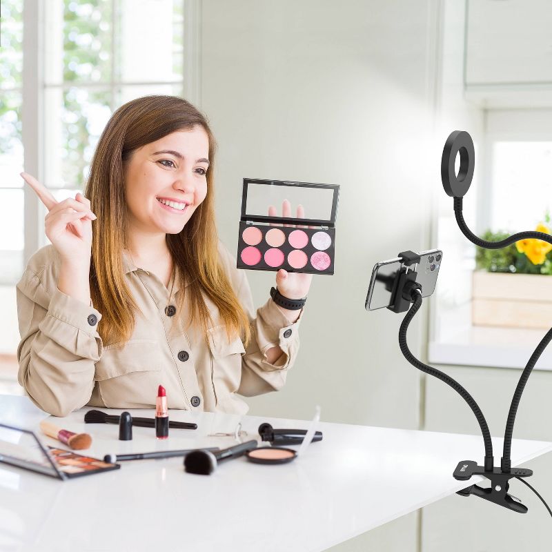 Tzumi ONAIR Halo Flex Duo 3.5'' Ring Light with Two Flexible Arms & Cell Phone Holder - Black