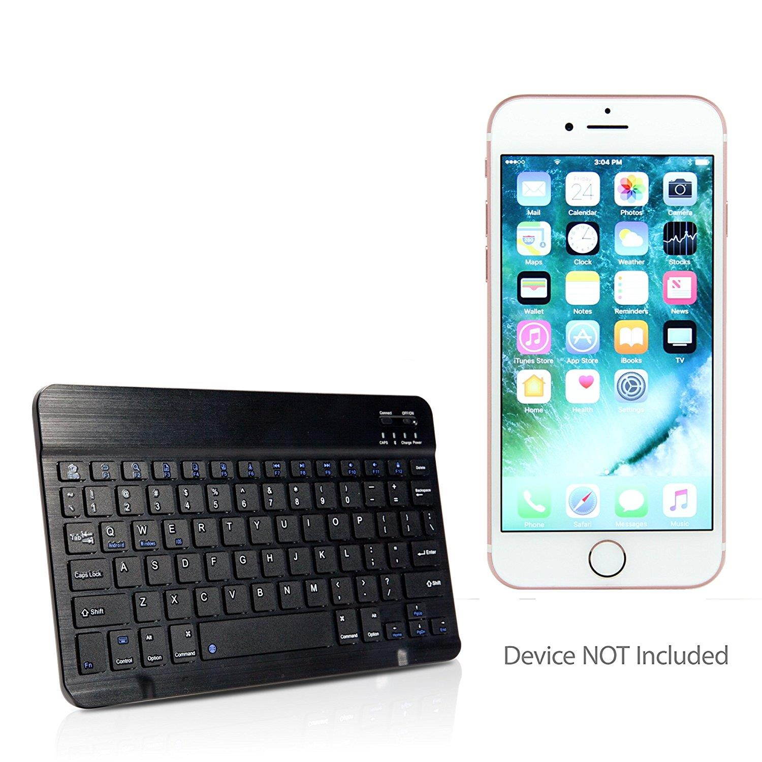 Apple iPhone 7 Keyboard, BoxWave [SlimKeys Bluetooth Keyboard] Portable Keyboard with Integrated Commands for Apple iPhone 7 - Jet Black