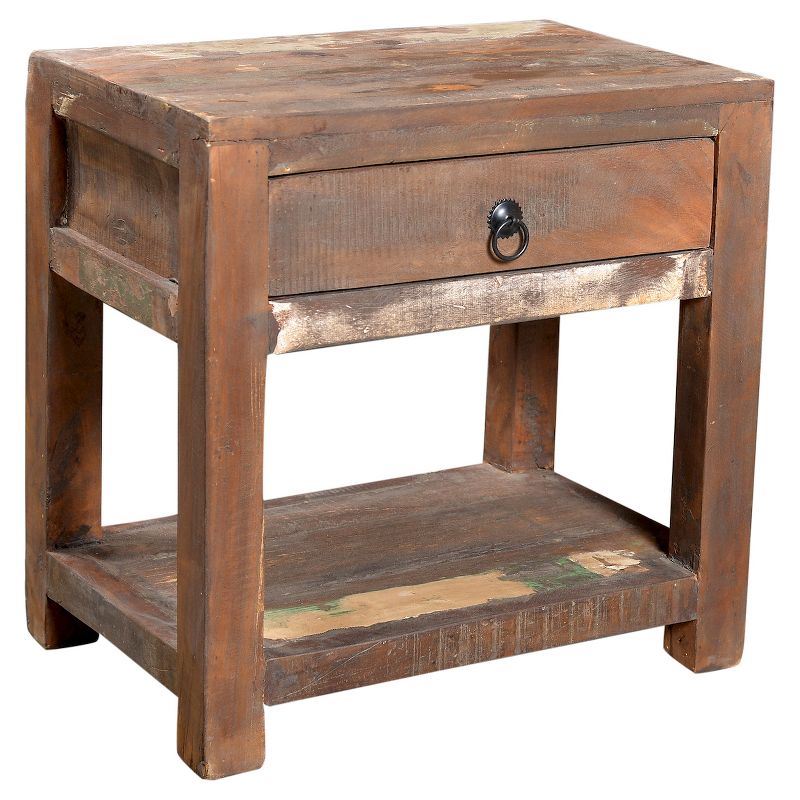 Reclaimed Wood Side Table and Drawer Natural - Timbergirl