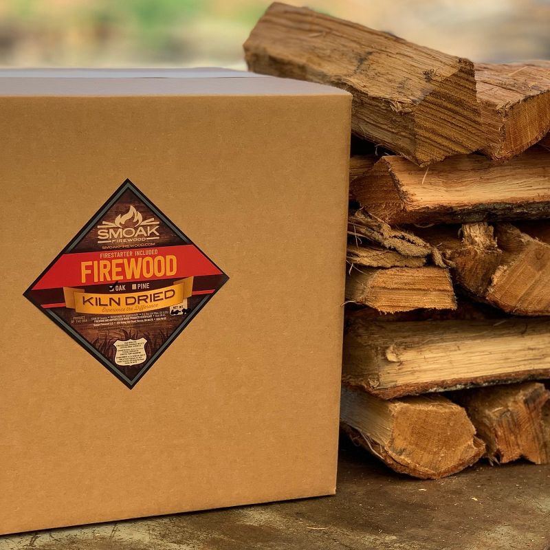 Smoak Firewood 16 Inch Logs Kiln Dried Premium Oak Outdoor Indoor Cooking Fireplace Firewood with Firestarter