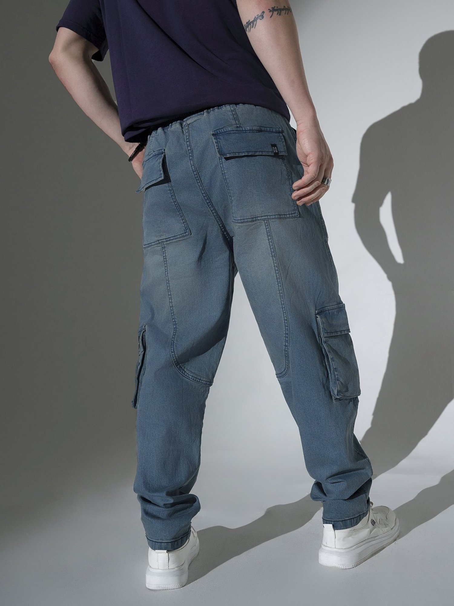 Hubberholme Blue Relaxed Fit Cargo Jeans
