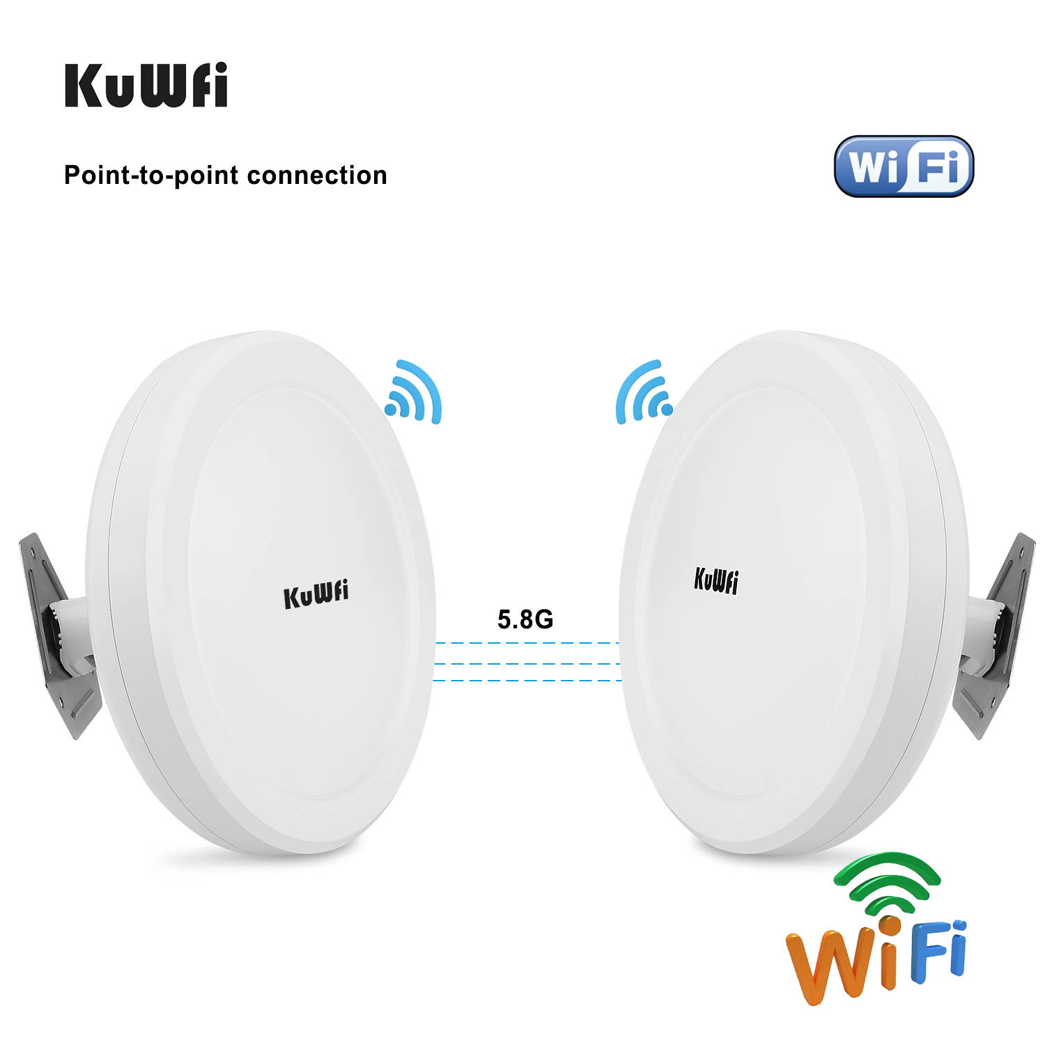 KuWFi Wireless WiFi Bridge 11ac Point-to-Point Outdoor AP/Client Bridge High Speeds 5.8G 1200M Support PoE 2-Packs