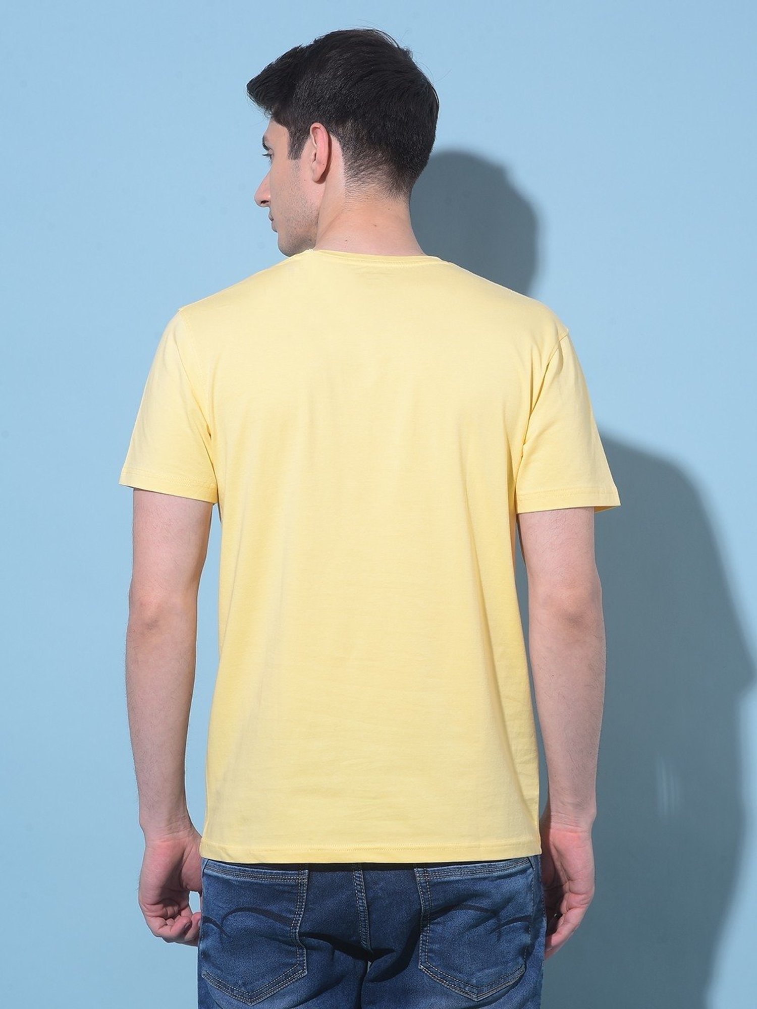 Crimsoune Club Yellow Cotton Slim Fit T-Shirt