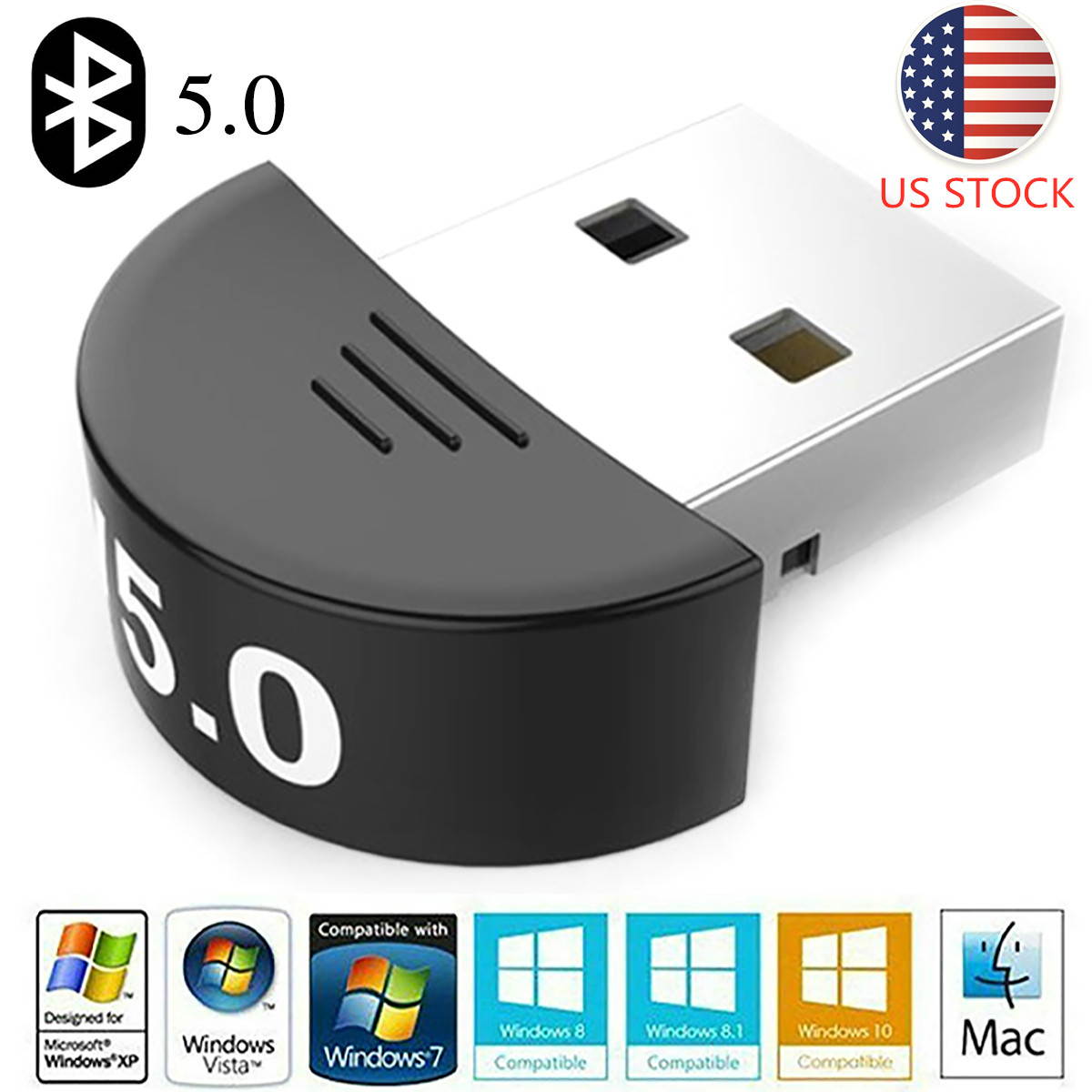 Portable USB 5.0 Bluetooth Adapter Wireless Dongle High Speed for PC Windows Computer Laptop Desktop