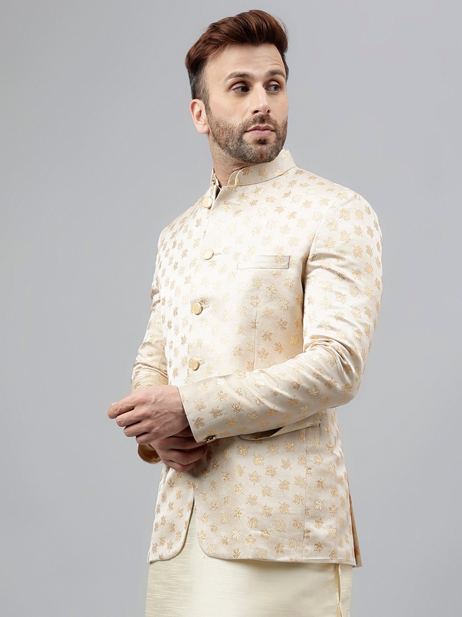 Hangup Cream Regular Fit Ethnic Blazer