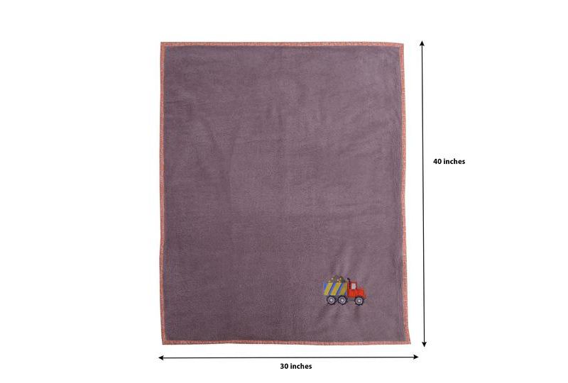 Bacati - Construction Grey Embroidered Blanket