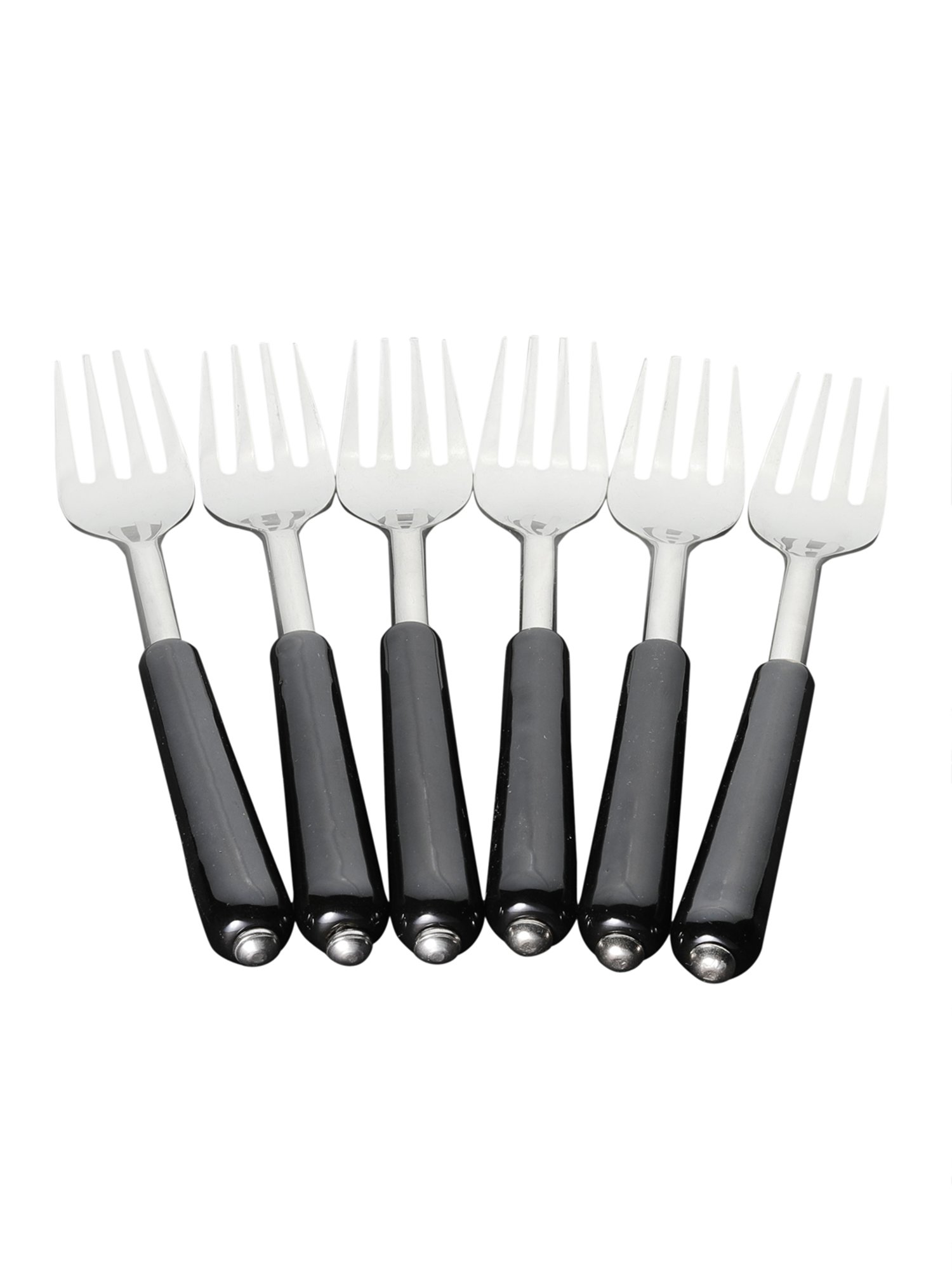 VarEesha Black Steel and Ceramic Handle Forks - Set of 6