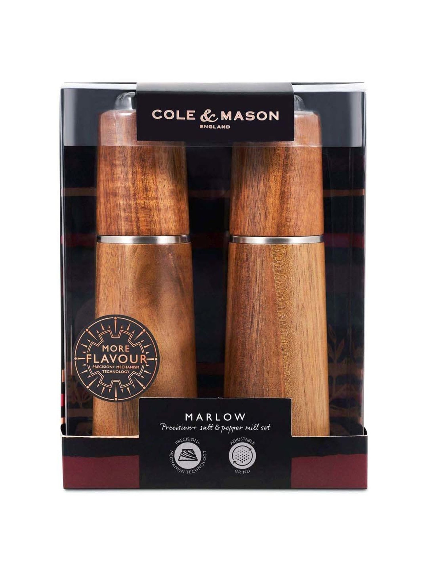 Cole & Mason Marlow Brown Acacia Wood Salt & Pepper Mill - Set of 2