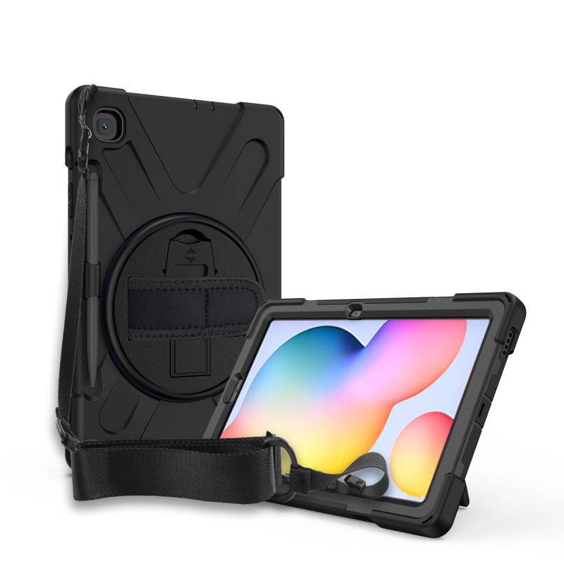 Galaxy Tab S6 LITE 10.4 P610 Case Cover, Heavy Duty Shield, Kickstand, Handstrap, Carrying Shoulderstrap Sling For Samsung Galaxy Tab S6 Lite 10.4 P610 [Black]