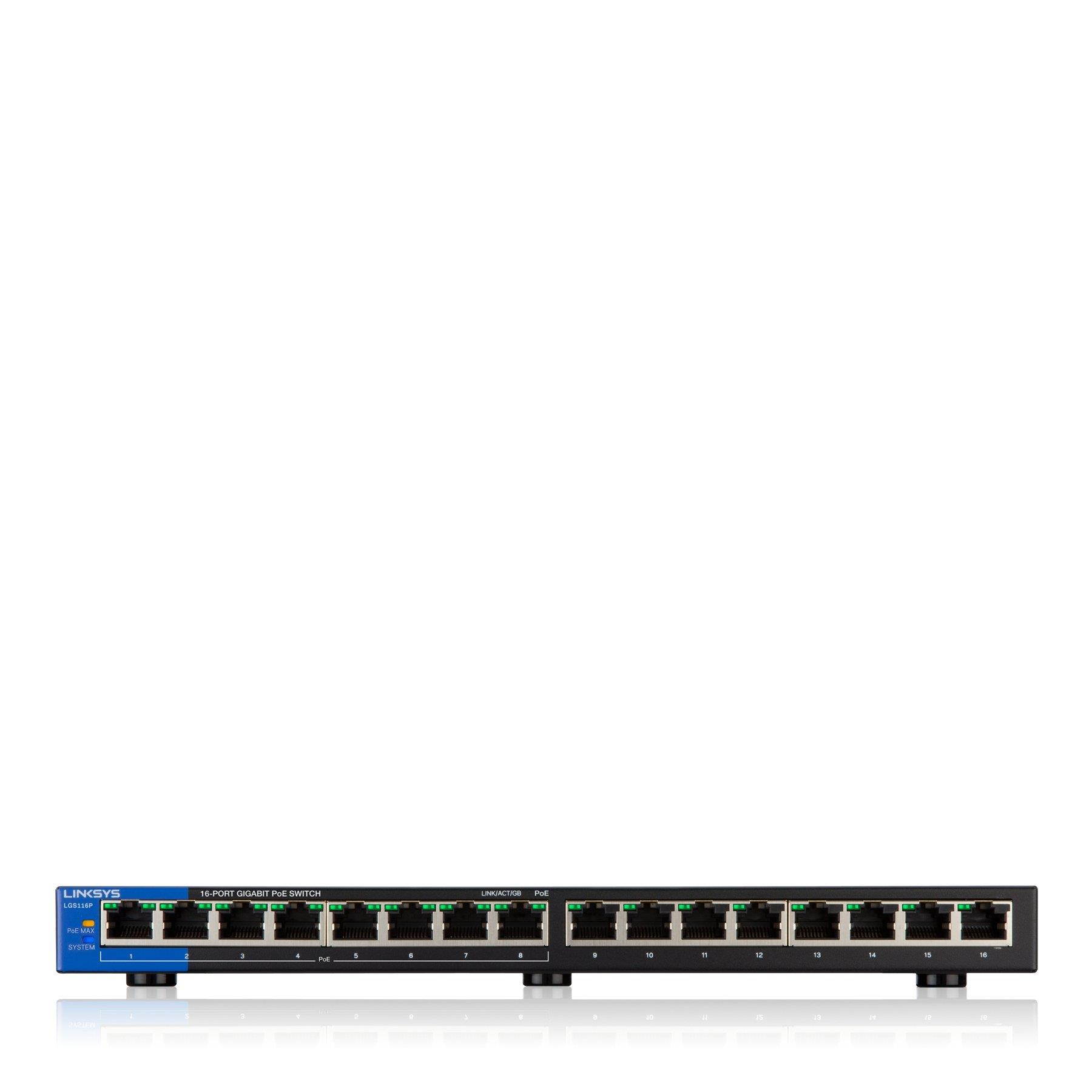 Linksys Business 16-Port Network Switch (Unmanaged Gigabit Ethernet Switch/16-Port 8 Port PoE+ Switch)