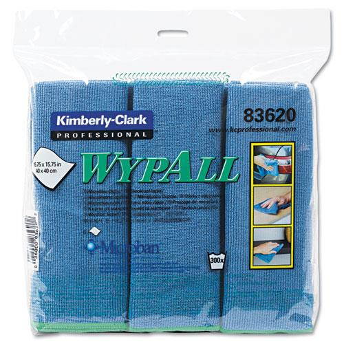WypAll* Cloths w/Microban Microfiber 15 3/4 x 15 3/4 Blue 24/Carton 83620CT