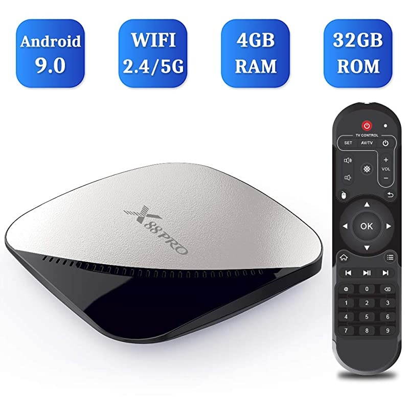 10.0 TV Box, X88 Pro 10 Box 4GB RAM 32GB ROM RK3318 Quad-Core Support 2.4G/5.8G Dual WiFi Bluetooth 4.0 Ethernet LNA 3D 4K