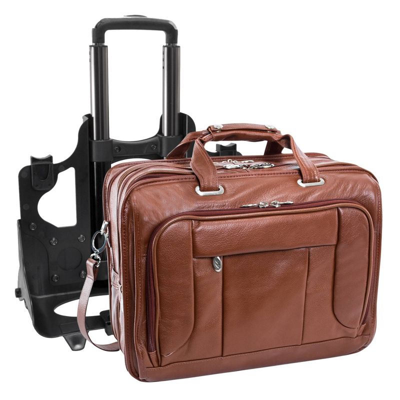 McKlein 15" West Town Pebble Grain Calfskin Leather Detachable Wheeled Laptop Bag - Brown