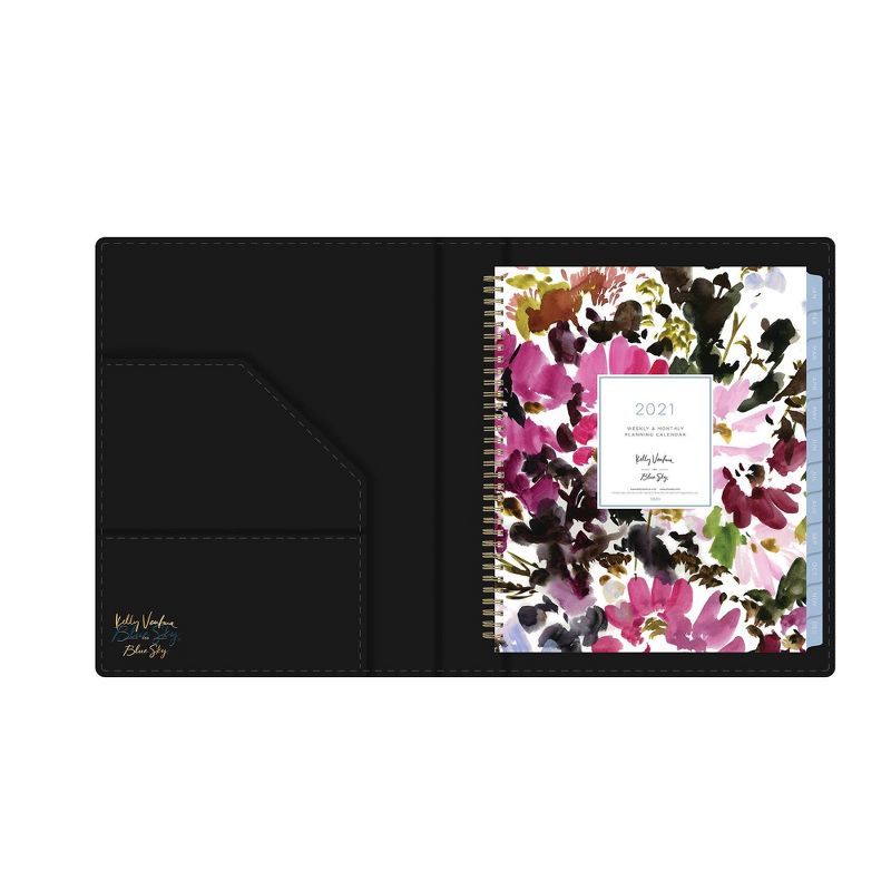 2021 Planner 8.5" x 11" Faux Leather Weekly/Monthly Wirebound Refillable Black - Kelly Ventura
