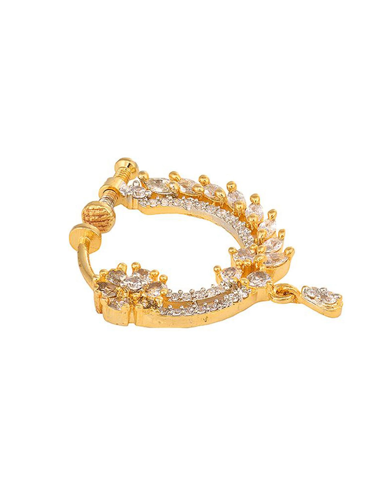 Saraf Rs Jewellery Gold Plated Ad Studded Handcrafted Nose Ring