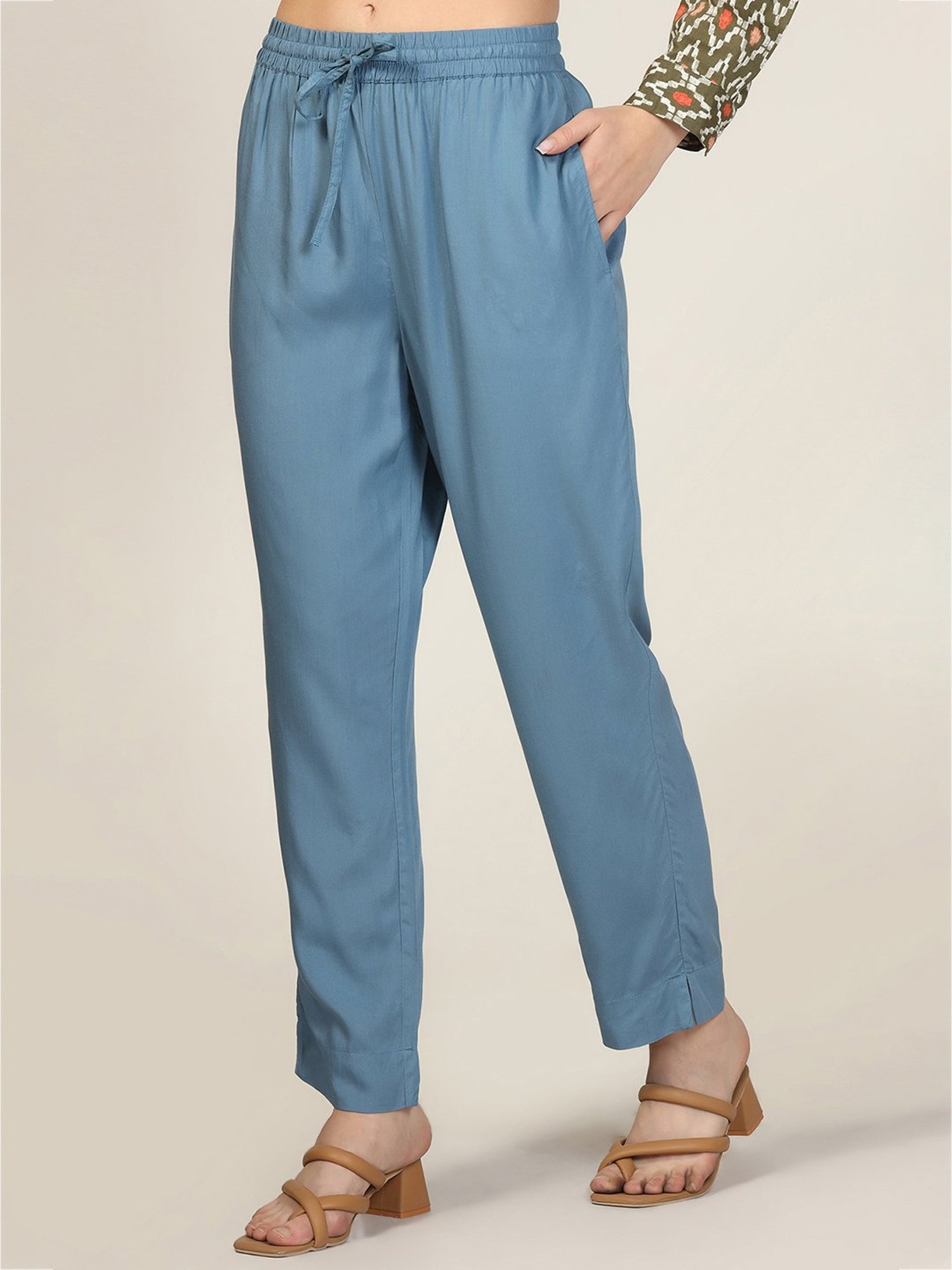 Mustard Blue Regular Fit Pants