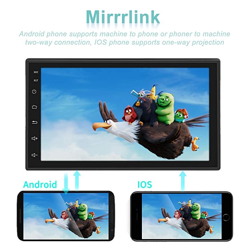 Double Din Car Radio GPS Navigation Android Car Stereo 7 Inch HD Touch Screen Car MP5 Player Dual USB AUX in Support Bluetooth WiFi GPS FM Radio AndroidiOS Mirror Link with Rear Camera