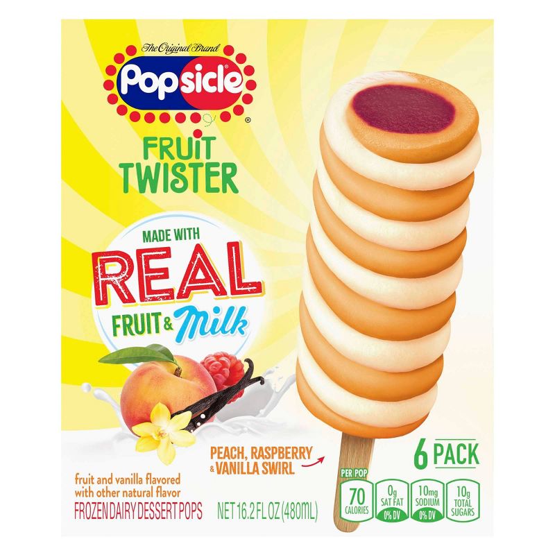 Popsicle Fruit Twister Raspberry Peach & Vanilla - 6ct/16.2oz
