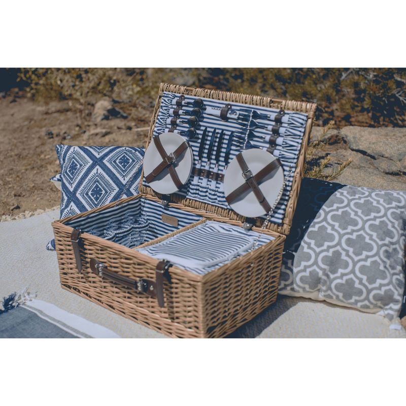 Picnic at Ascot Insulated Picnic Basket/Cooler Fully Equipped with Service for 2 - Trellis Green