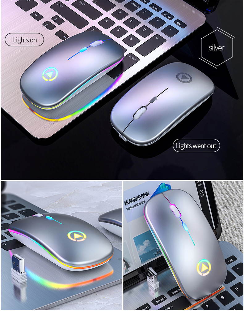 Silent LED Backlit Mice USB Optical Ergonomic Gaming Mouse Rechargeable Mouse Wireless PC Computer Mouse Gamer Mouse For Laptop