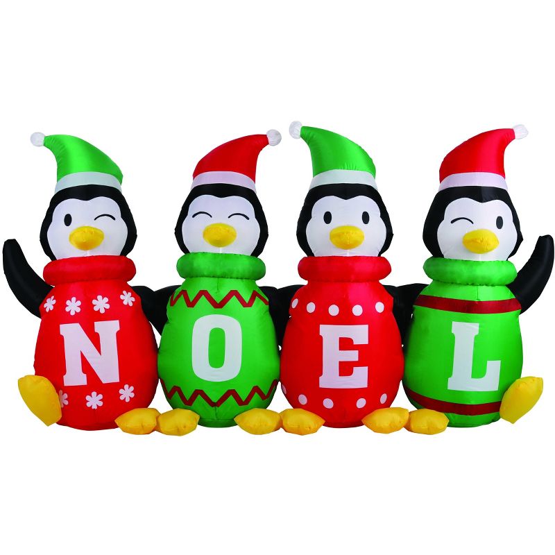 Occasions 6' Inflatable Sweater Penguins, 3.5 ft Tall, Multicolored
