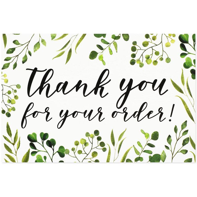Pipilo Press 48-Pack Thank You For Your Order Postcards, Green Floral Design (4 x 6 In)