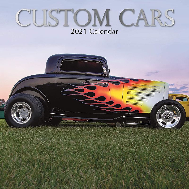 2021 Wall Calendar 12" x 12" Monthly View, Custom Cars Automobile Theme, 16-Month, with 180 Reminder Stickers