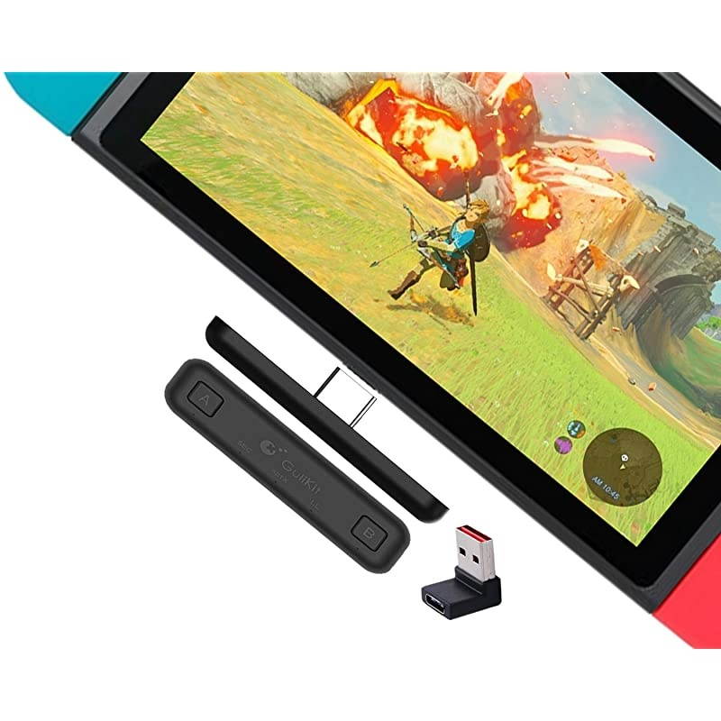 Route Air Switch Bluetooth Adapter Wireless Audio Transmitter wAPTX Low Latency Compatible with Nintendo Switch Switch Lite PS5 PS4 PC etc for Airpods Bluetooth Headphone Speakers Black