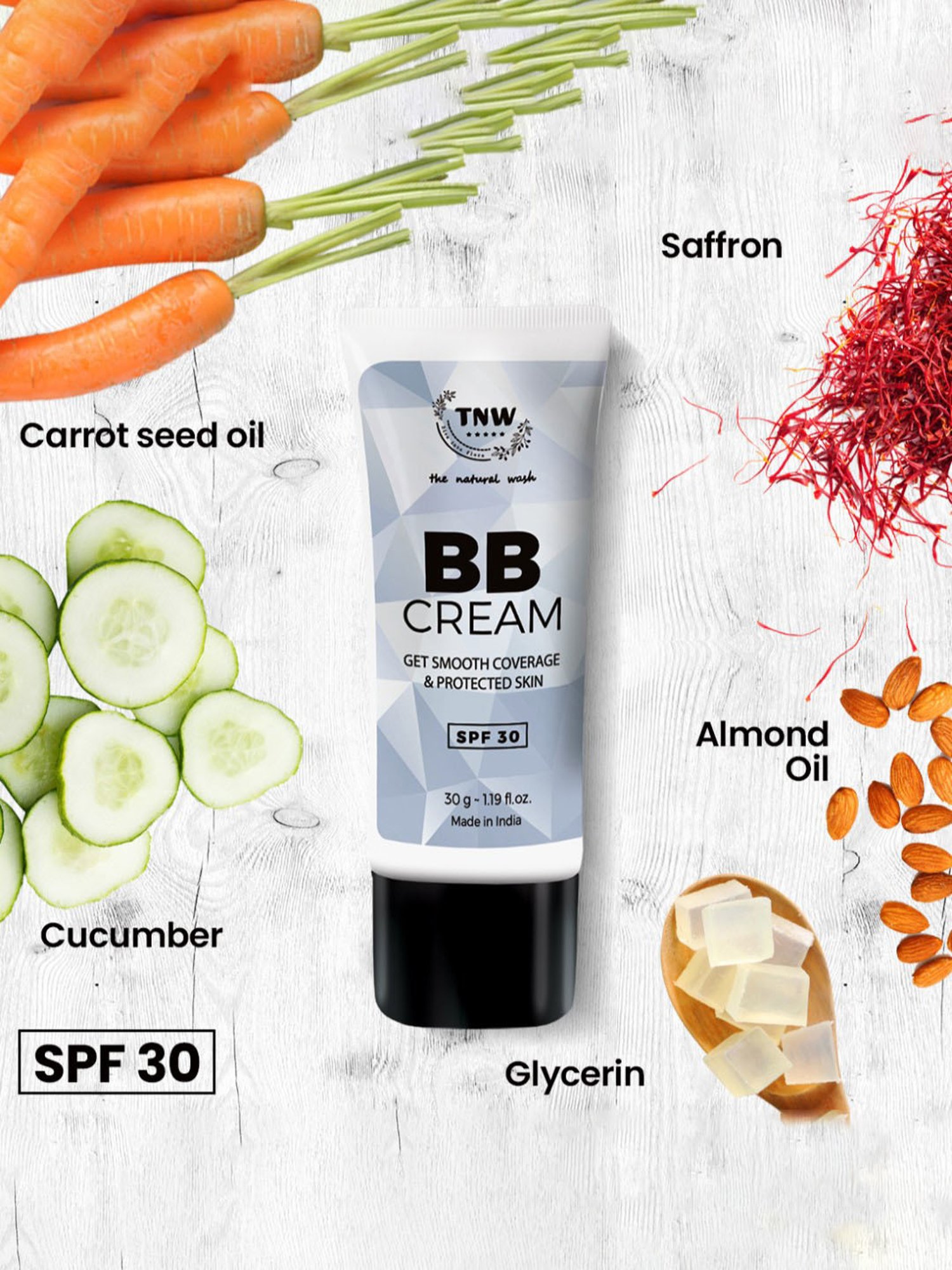 TNW-The Natural Wash BB Cream with SPF 30 - 30 gm