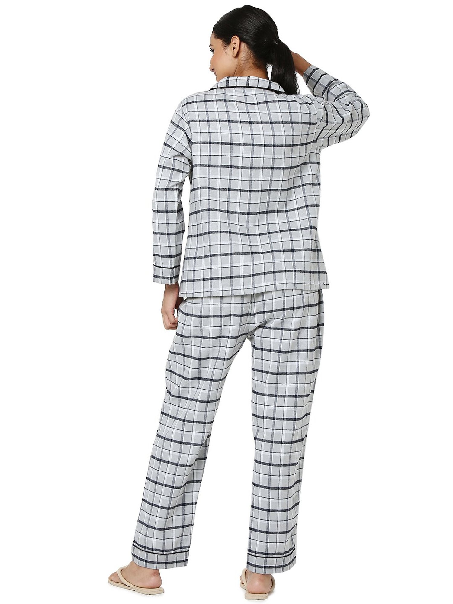 Smarty Pants Grey & Black Cotton Checks Shirt With Pyjamas